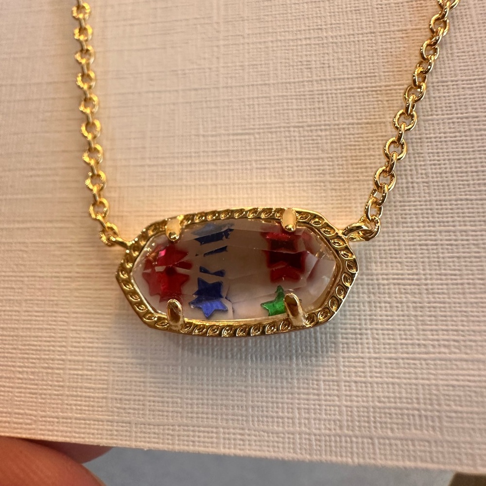 Kendra Scott Elisa Pendant Necklace Stars Red White Blue Illusion NEW - Picture 10 of 12